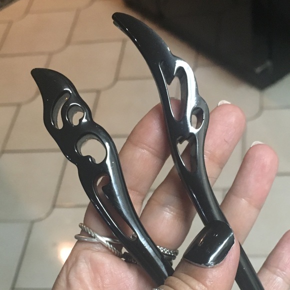 Sale ! 2 black pins for $25 Handmade Hair Pins black epoxy - Picture 6 of 7